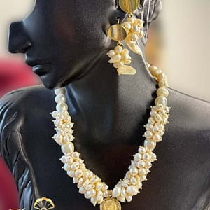 Parure soirée chic en pierres d’eau douce et Cristal horr pour tenues traditionnelles P005