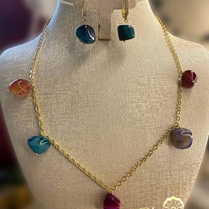 Duo simple en akik multicolore (عقيق) P014
