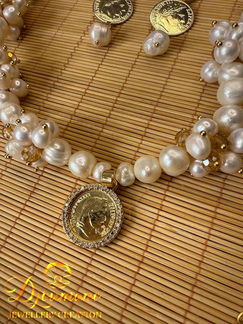 Duo chic en pierres d’eau douce plates (جوهر حر) P006 – Image 4