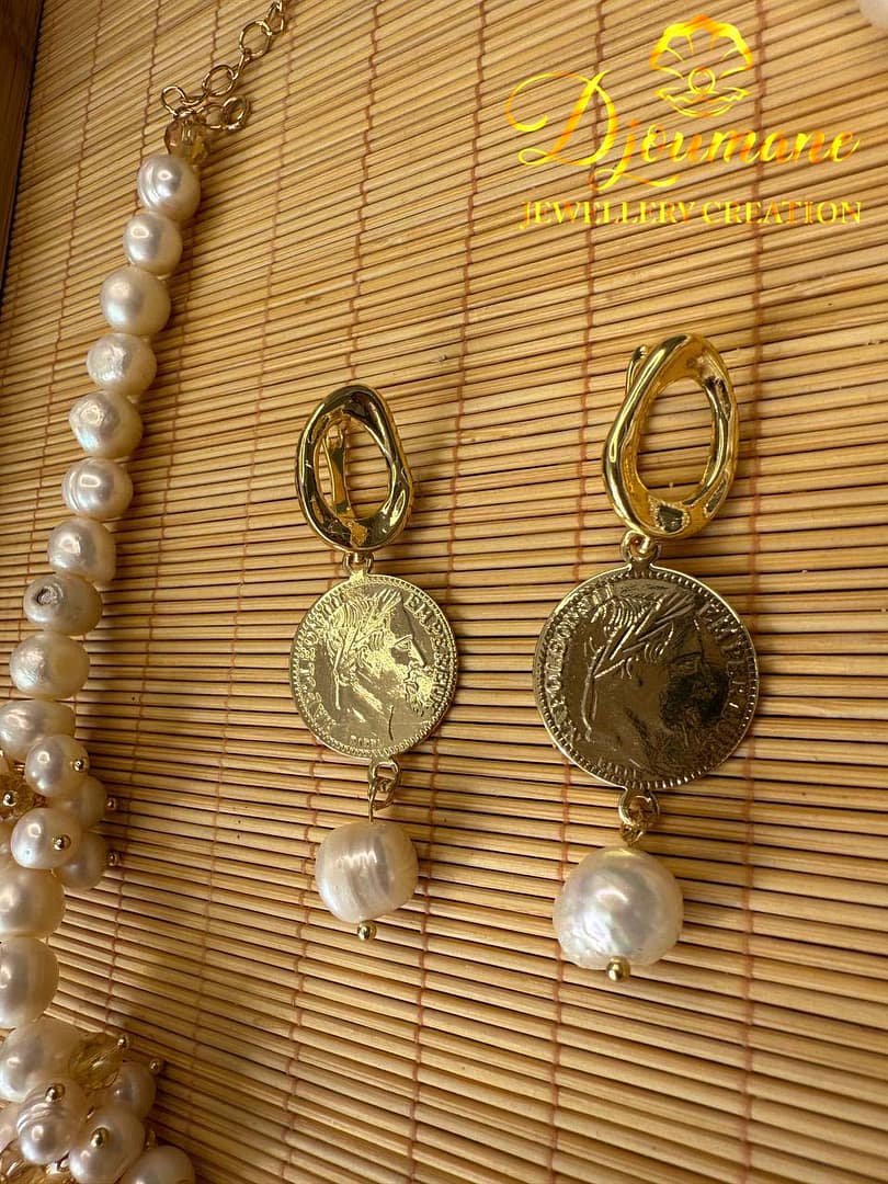 Duo chic en pierres d’eau douce plates (جوهر حر) P006 – Image 3